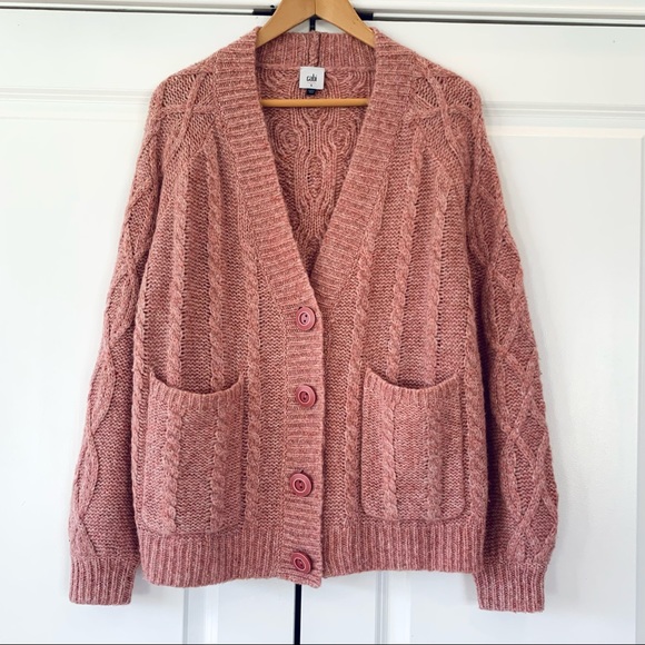 Cabi Sz S Confection Cardigan Sweater Cable Knit Wool Alpaca Blend